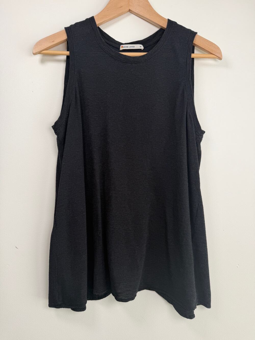 Marine Layer Tulip Back Tank Top Ribbed Knit Black Sz Medium Casual Soft USA